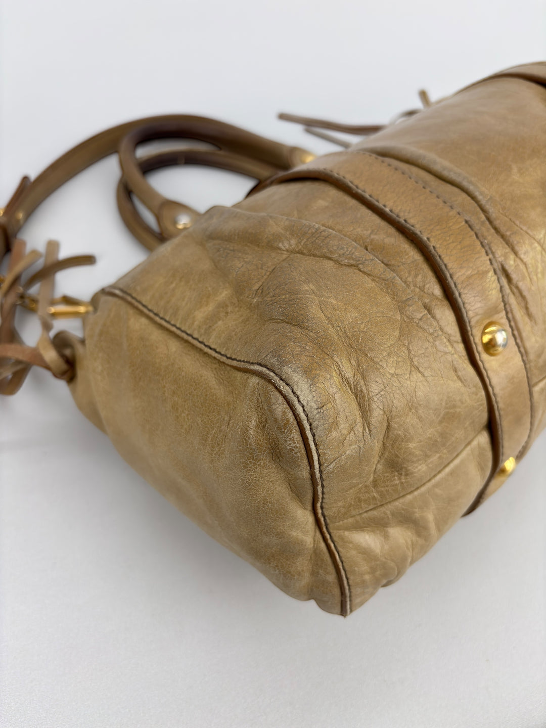 Miu Miu Vitello Lux Gathered Satchel Shoulder-Bag