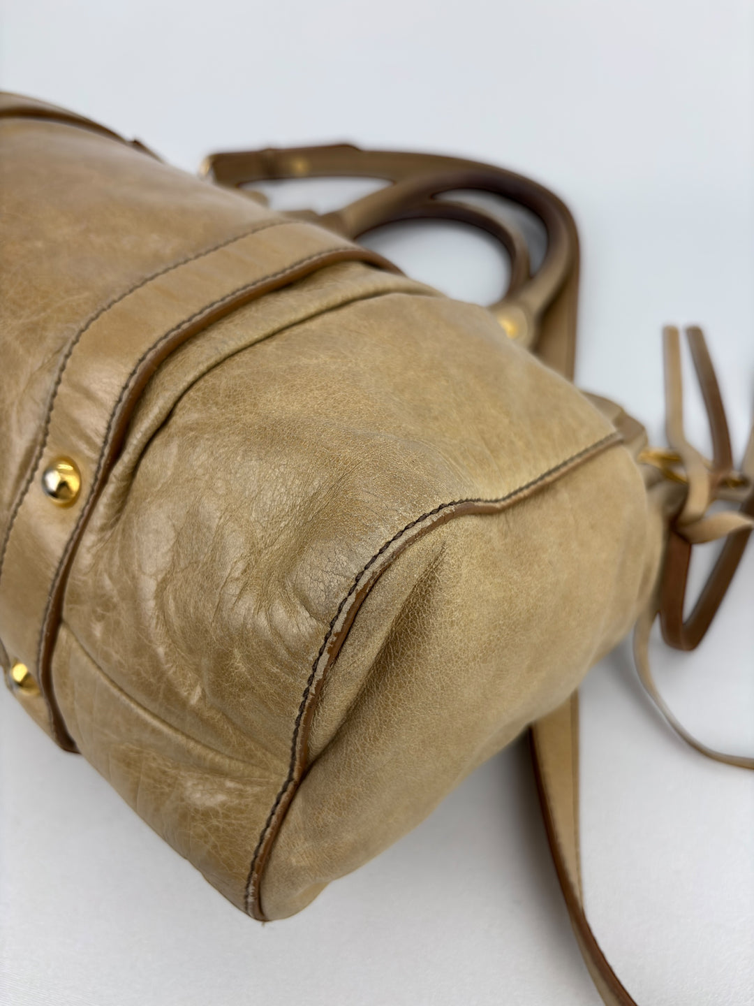 Miu Miu Vitello Lux Gathered Satchel Shoulder-Bag