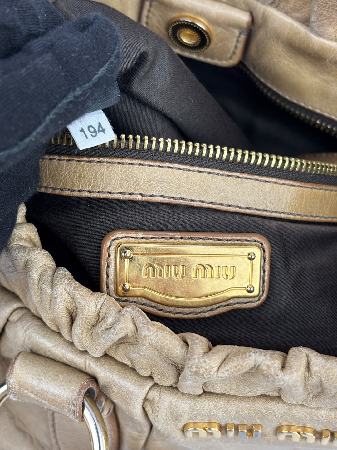 Miu Miu Vitello Lux Gathered Satchel Shoulder-Bag