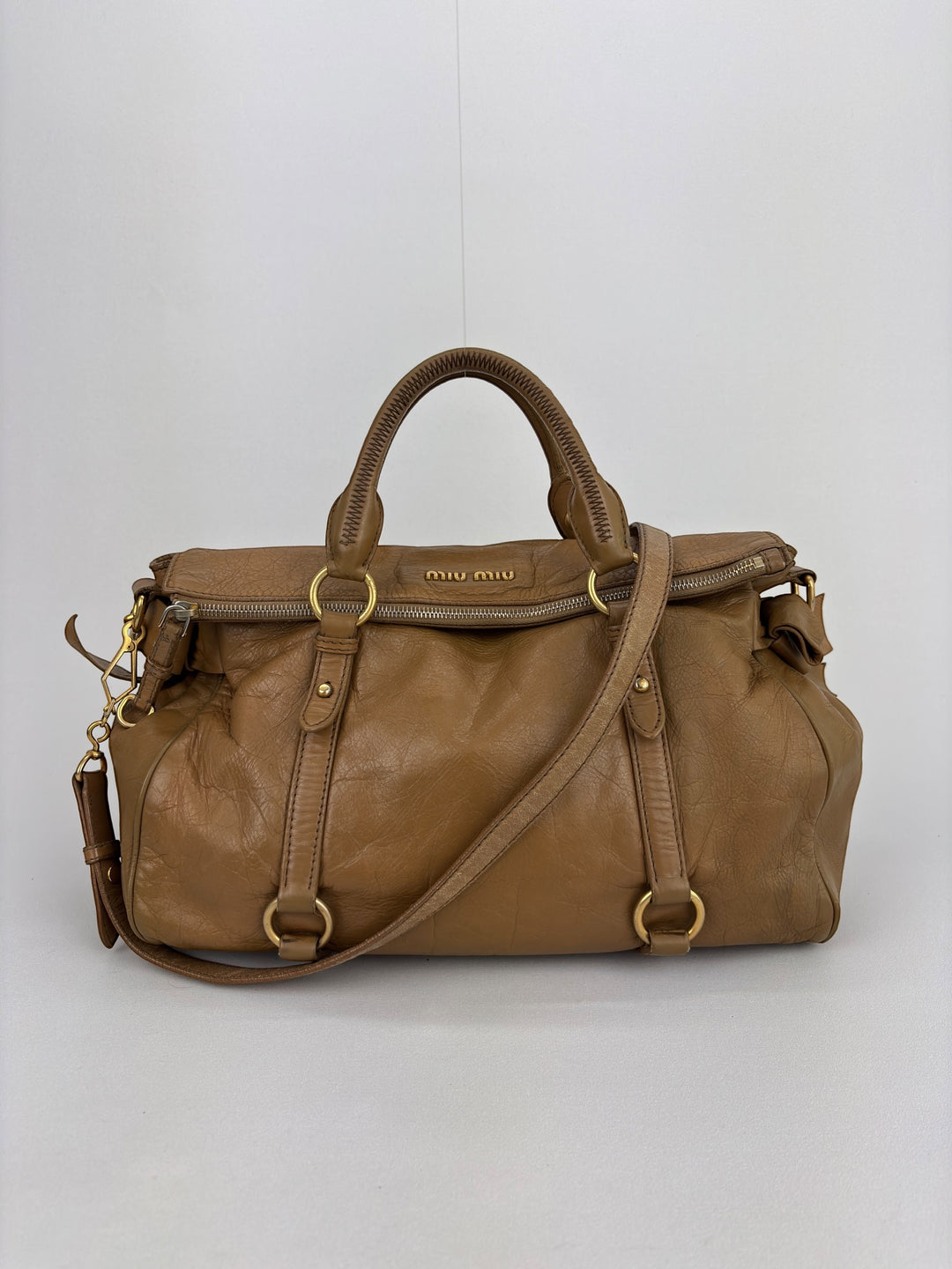Miu Miu Vitello Lux Bow Bauletto Handbag