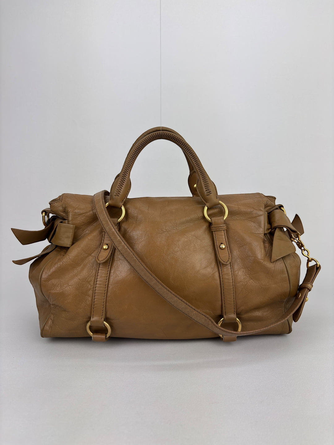 Miu Miu Vitello Lux Bow Bauletto Handbag