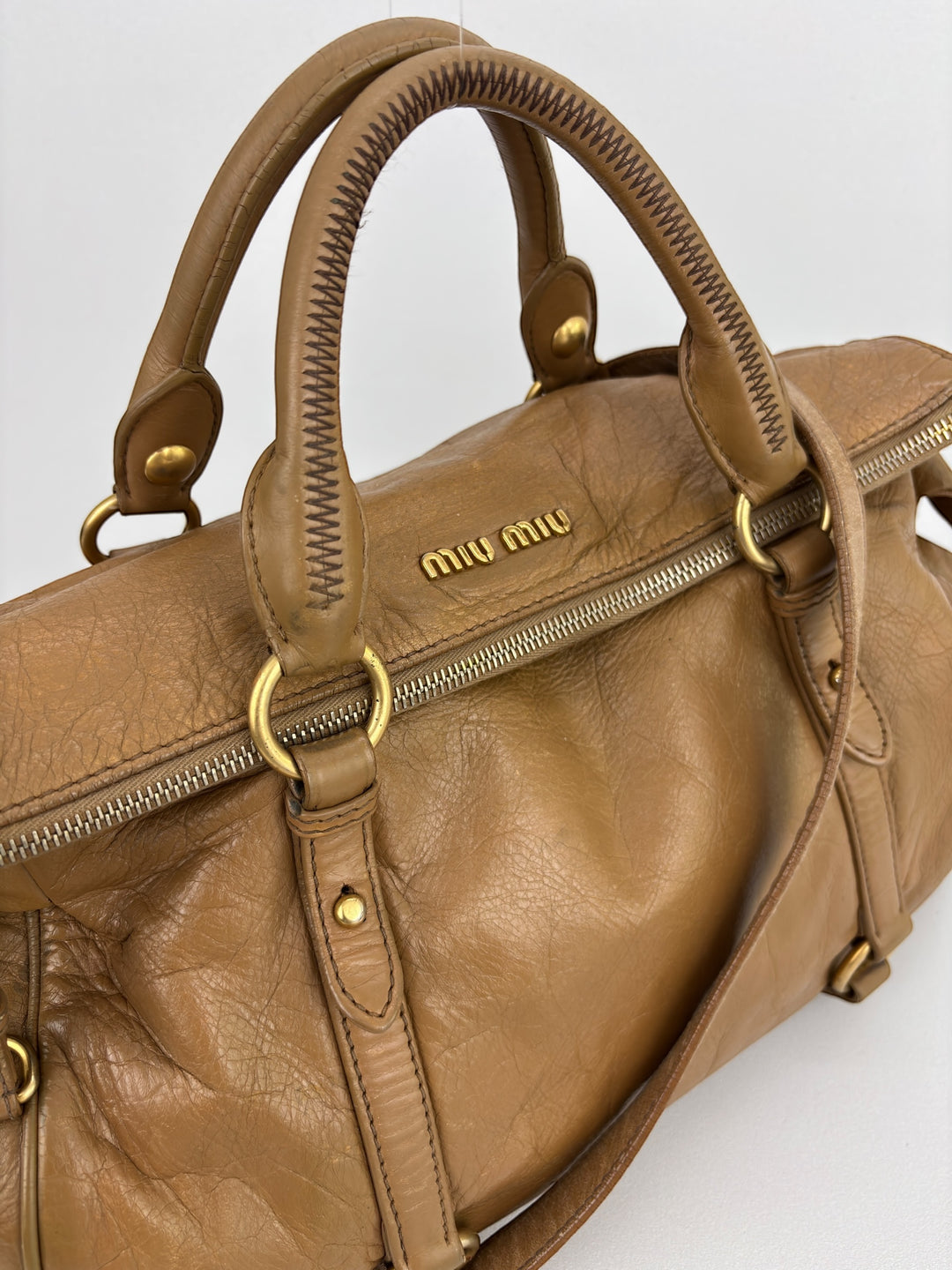 Miu Miu Vitello Lux Bow Bauletto Handbag