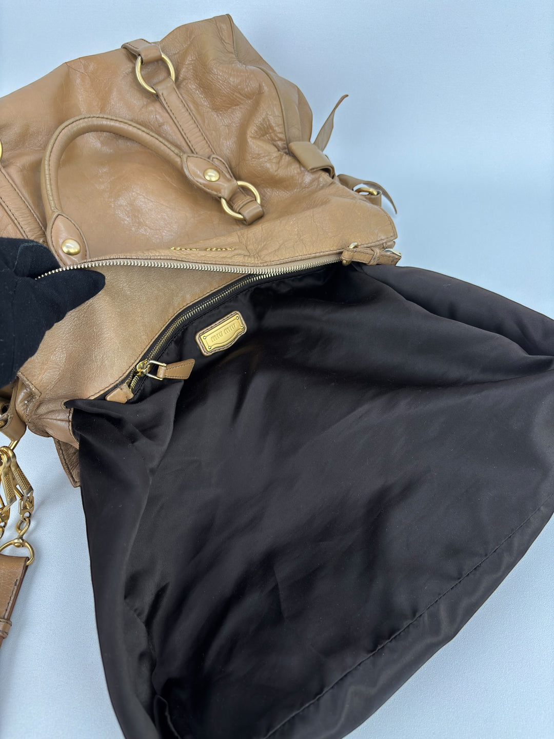 Miu Miu Vitello Lux Bow Bauletto Handbag