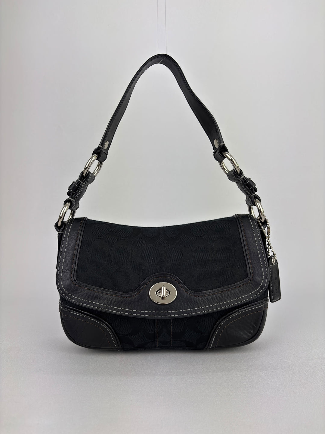 Coach Signature Turnlock Flap Shoulder Bag