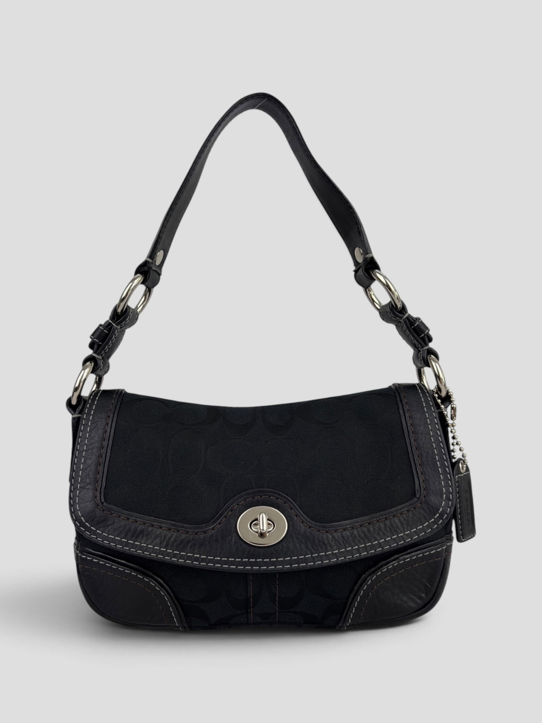 Coach Signature Turnlock Flap Shoulder Bag