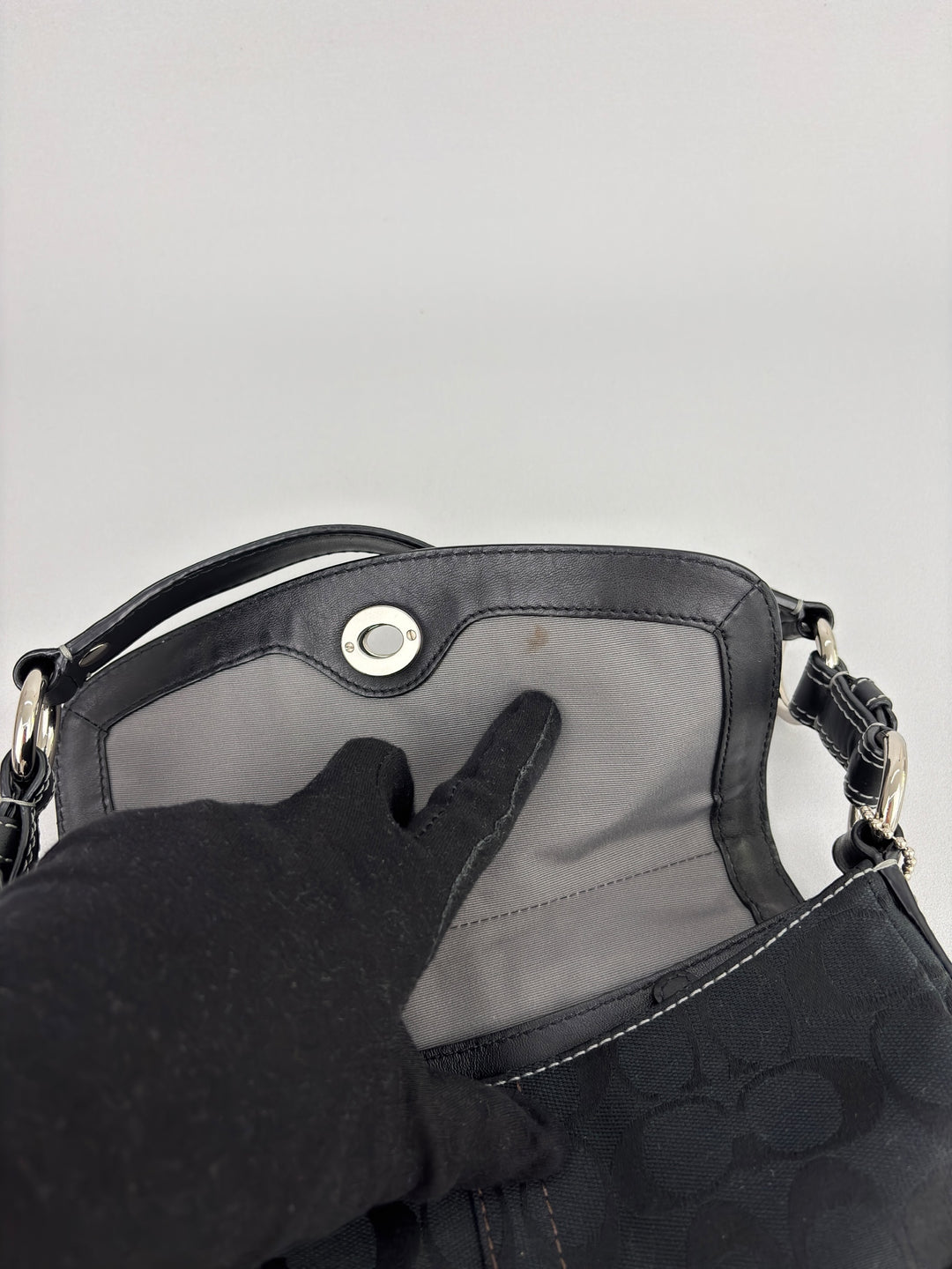 Coach Signature Turnlock Flap Shoulder Bag