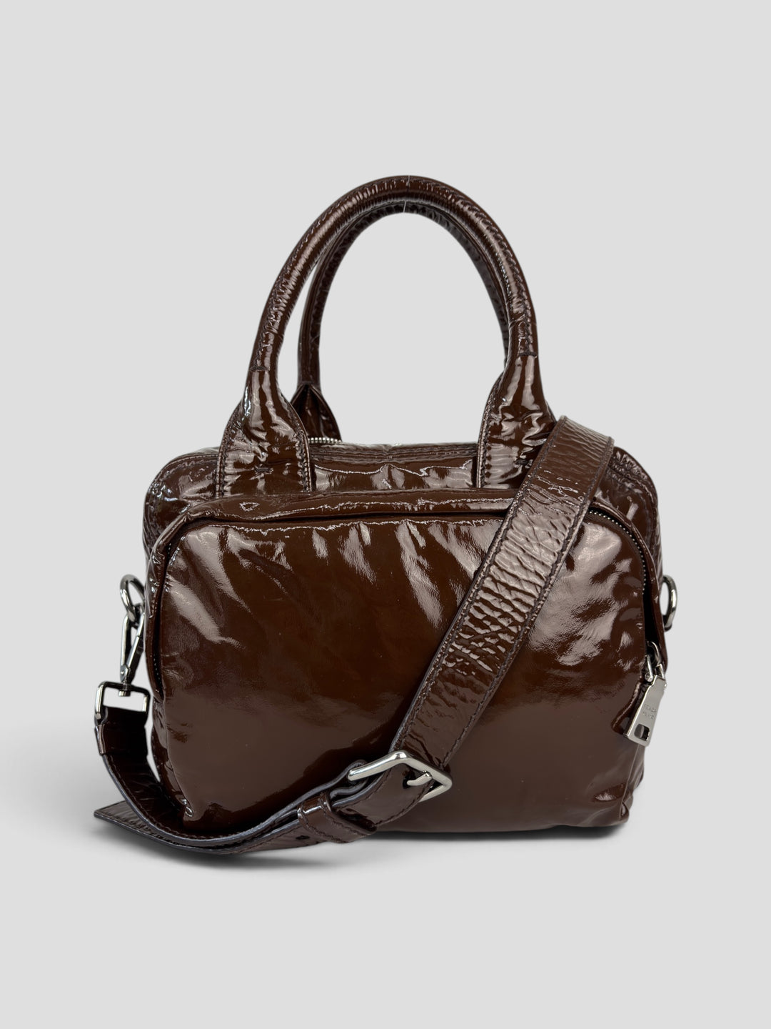 Prada Lackleder Small Bagutte Boston Shoulder / Crossbody-Bag