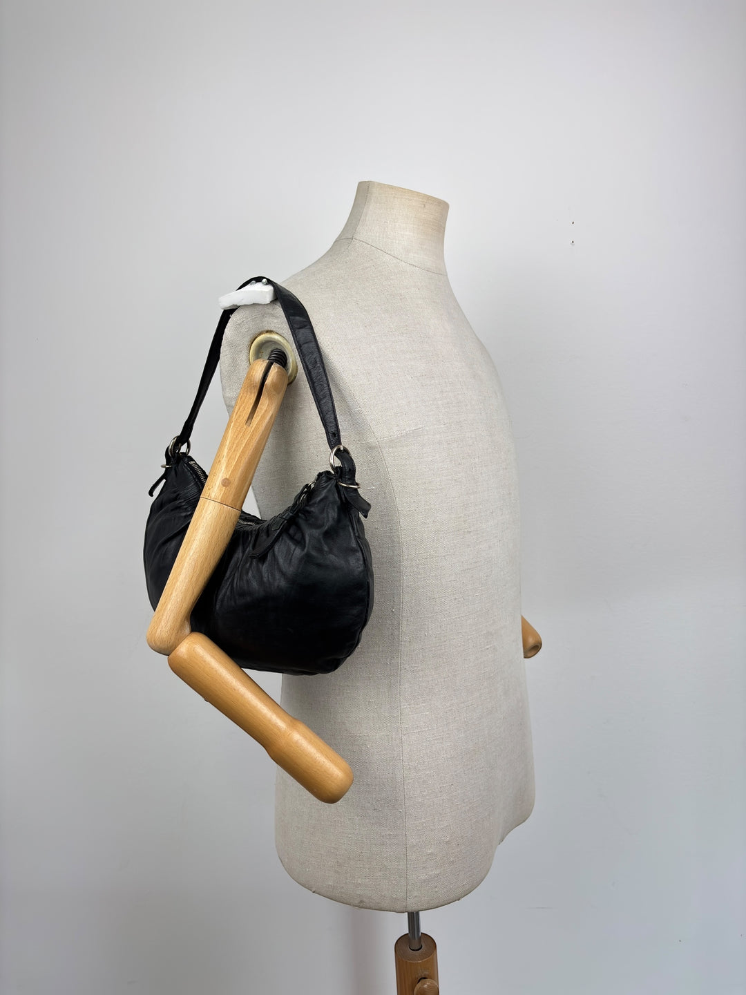 Miu Miu Vitello Archive  Ruched Leather Hobo / Shoulder-Bag (Halfmoon Banana)