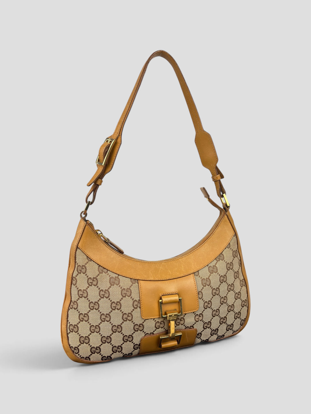 Gucci GG Canvas Leather Hobo Jackie Shoulder-Bag