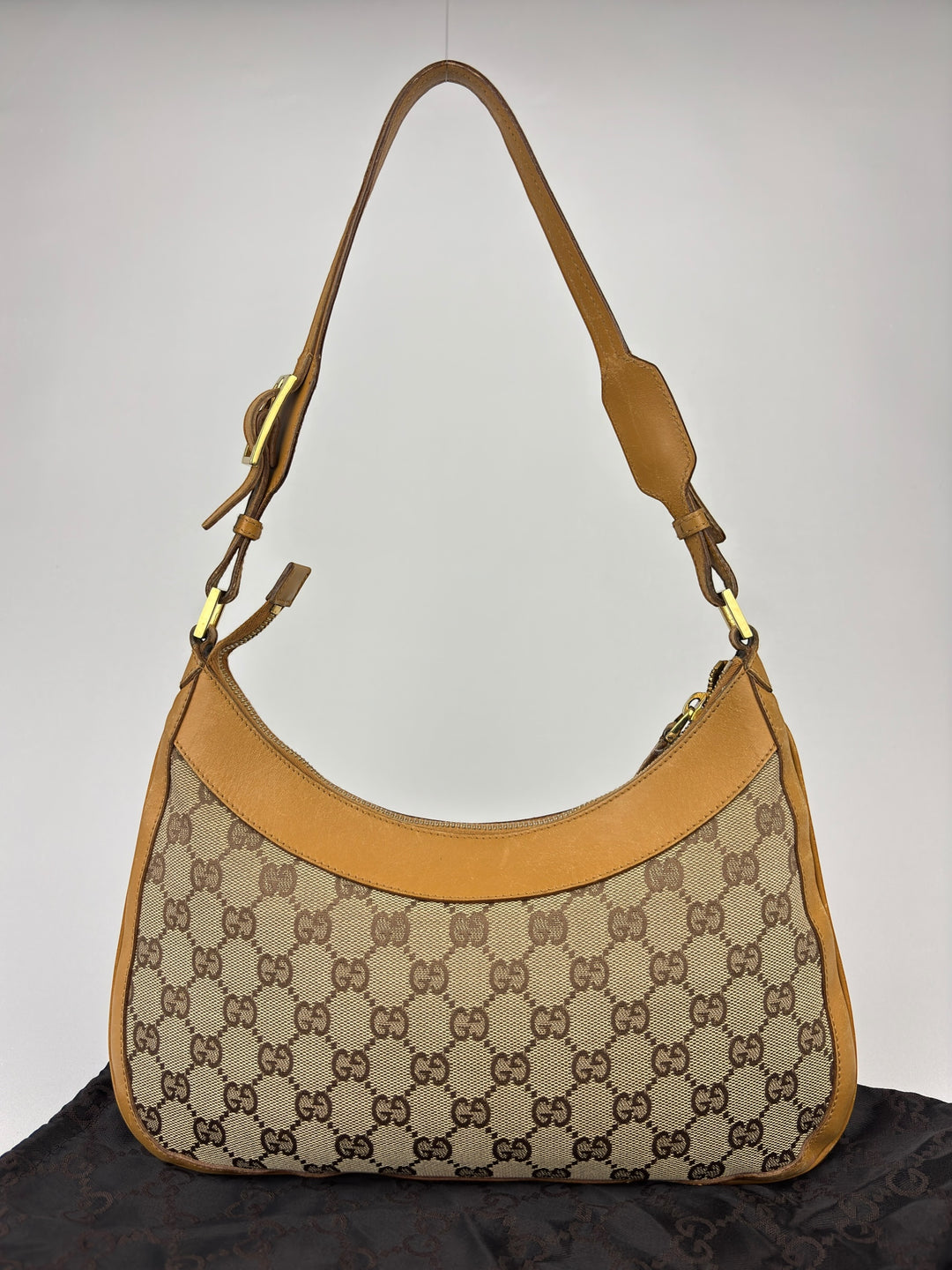 Gucci GG Canvas Leather Hobo Jackie Shoulder-Bag