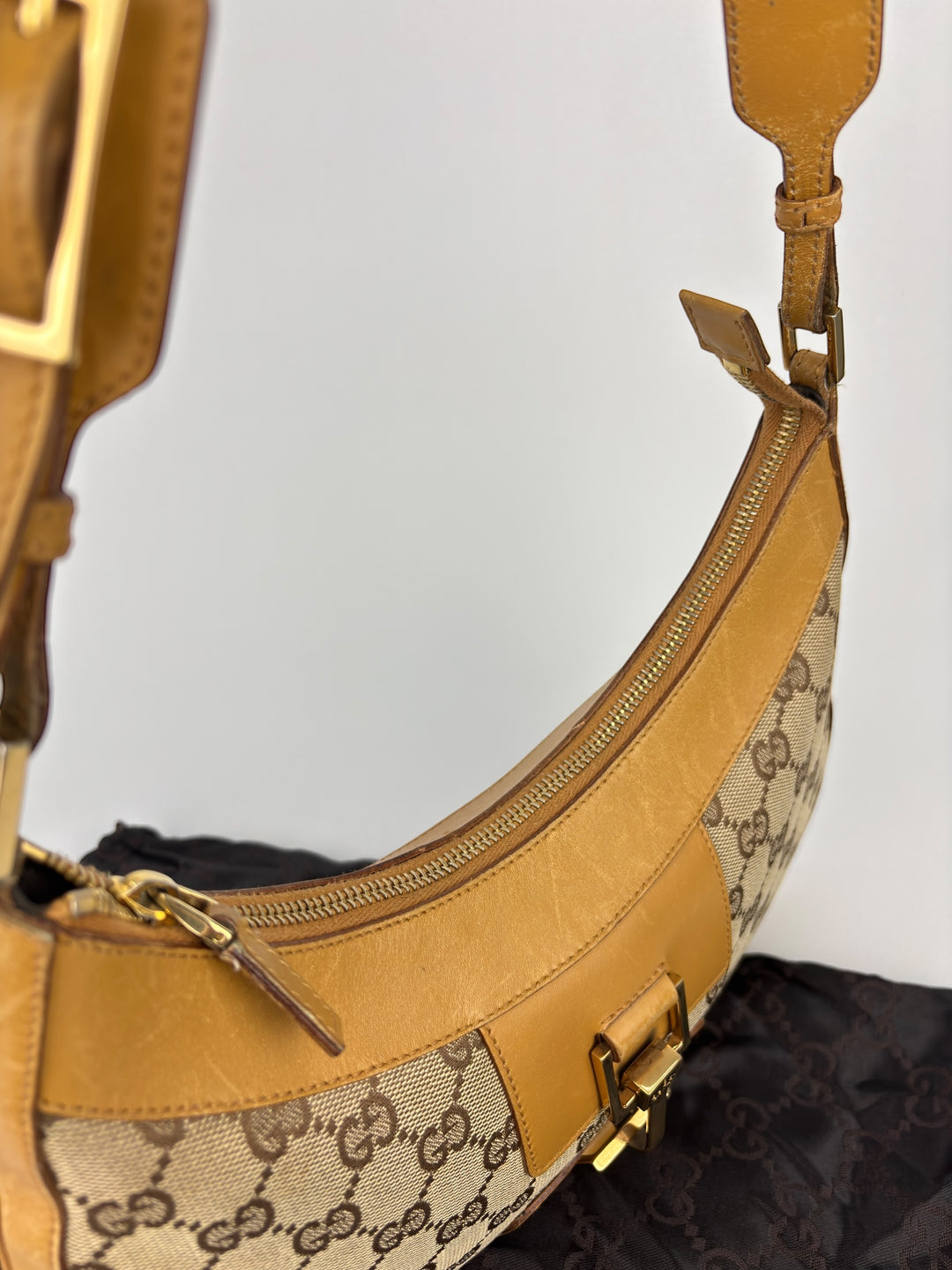 Gucci GG Canvas Leather Hobo Jackie Shoulder-Bag