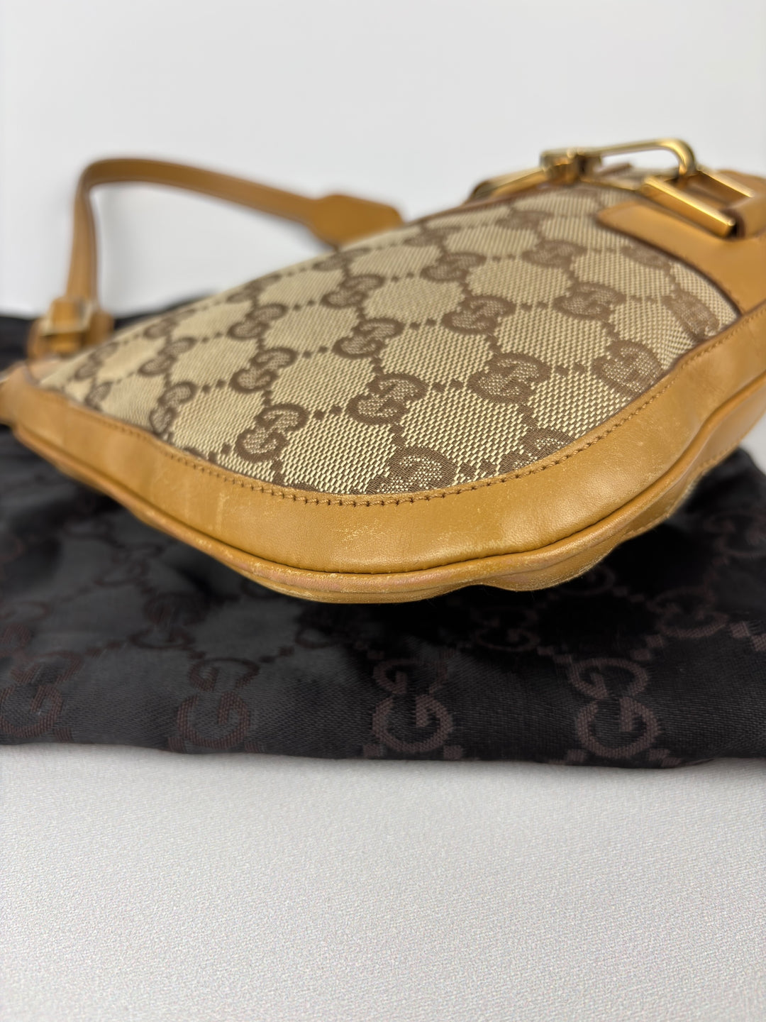 Gucci GG Canvas Leather Hobo Jackie Shoulder-Bag
