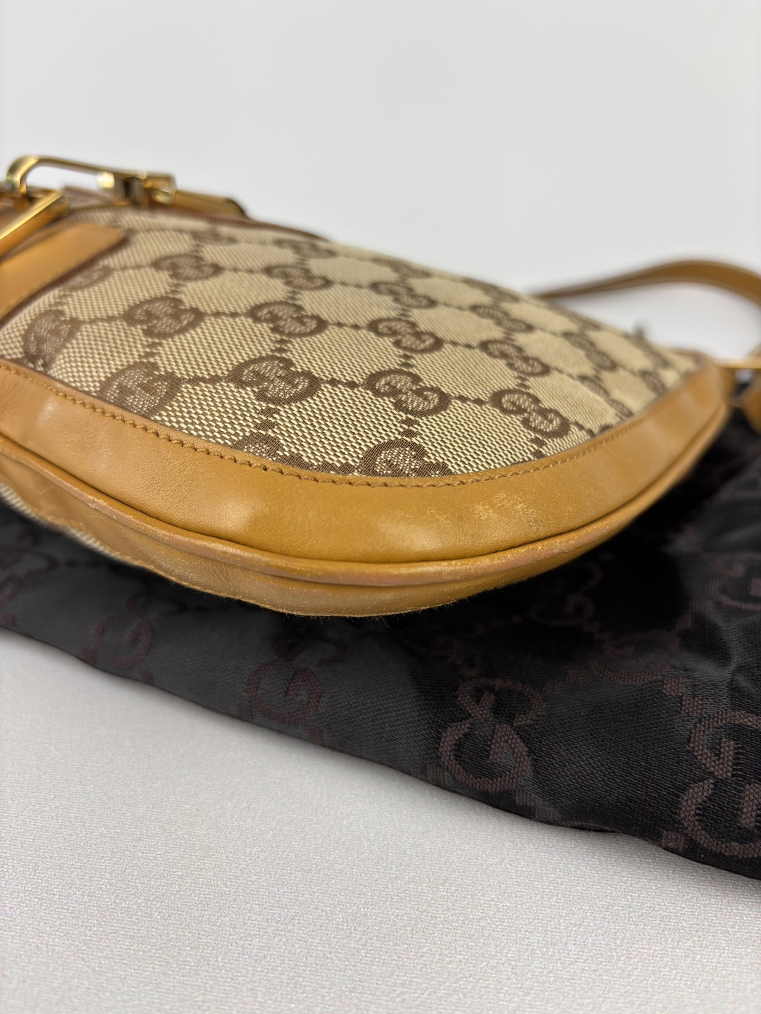 Gucci GG Canvas Leather Hobo Jackie Shoulder-Bag