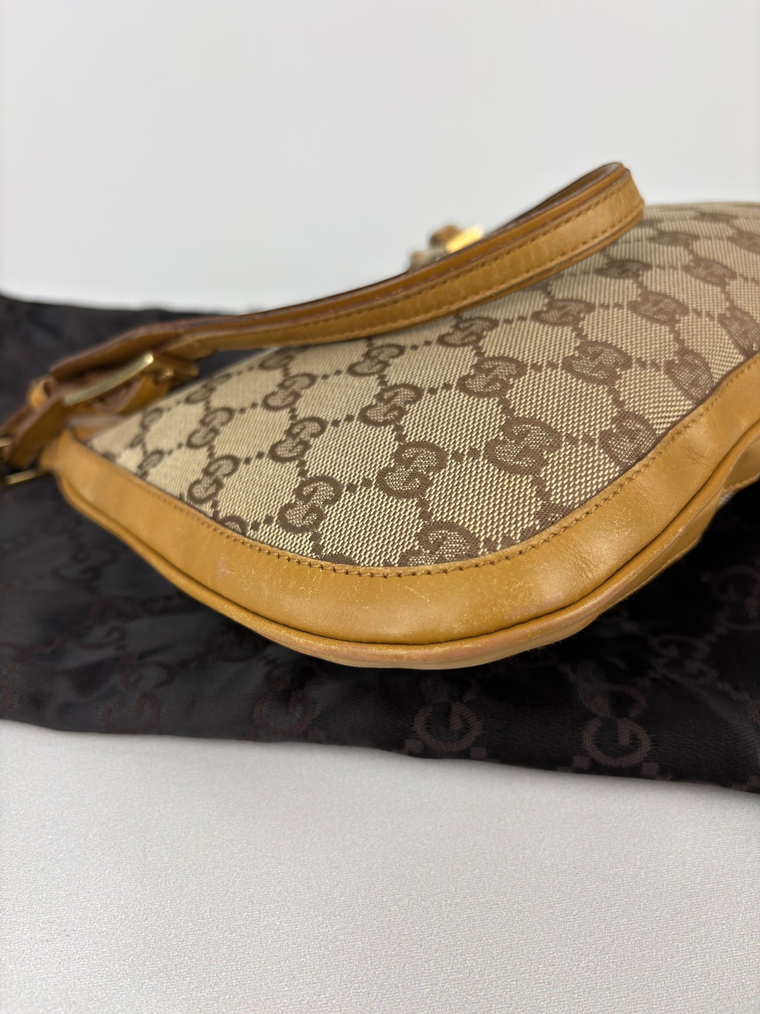 Gucci GG Canvas Leather Hobo Jackie Shoulder-Bag