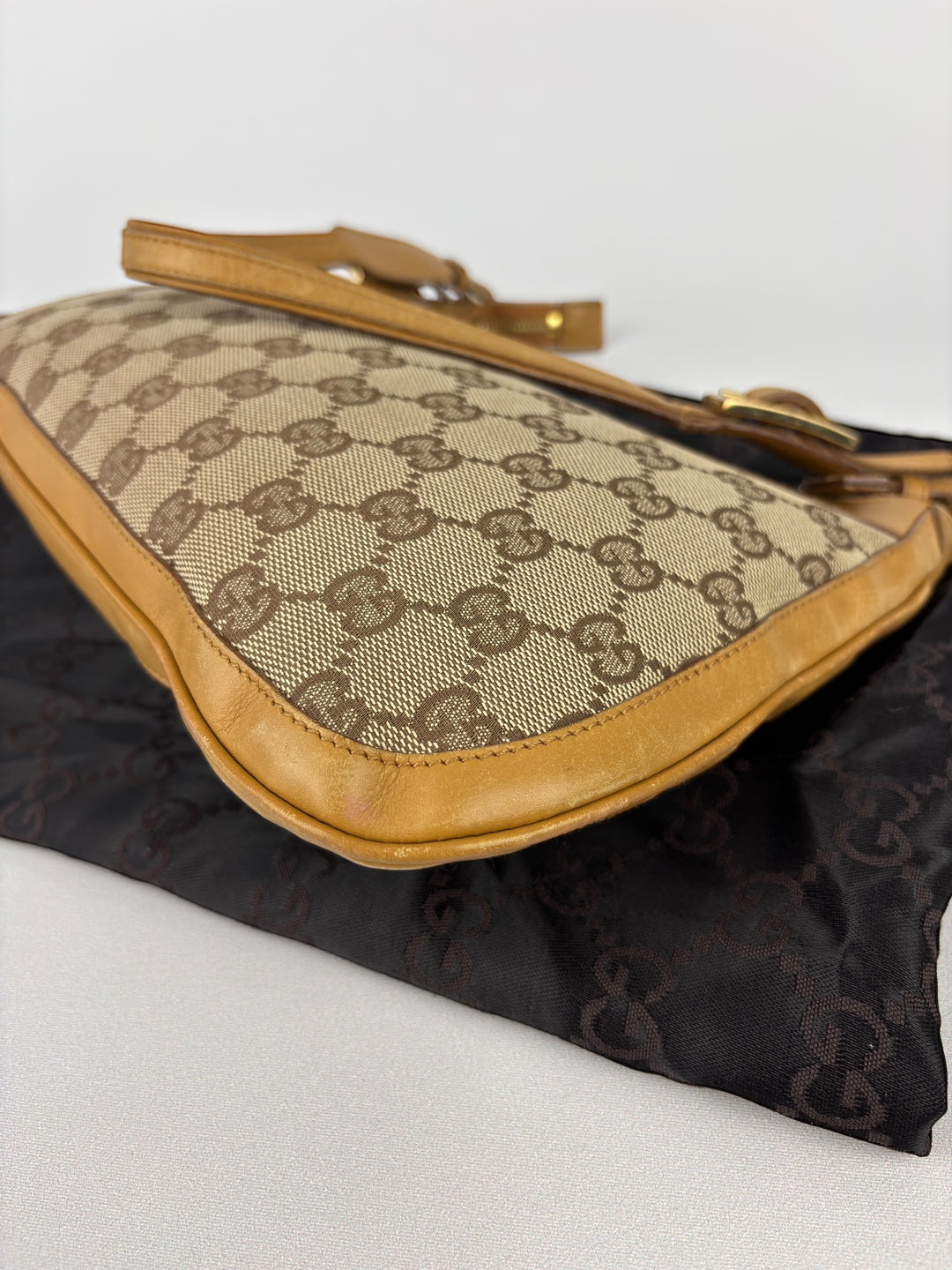 Gucci GG Canvas Leather Hobo Jackie Shoulder-Bag