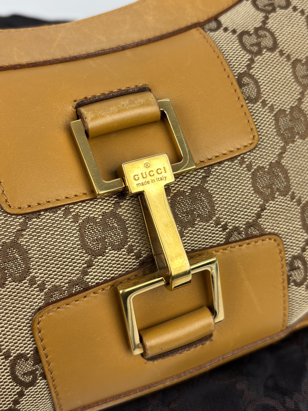 Gucci GG Canvas Leather Hobo Jackie Shoulder-Bag
