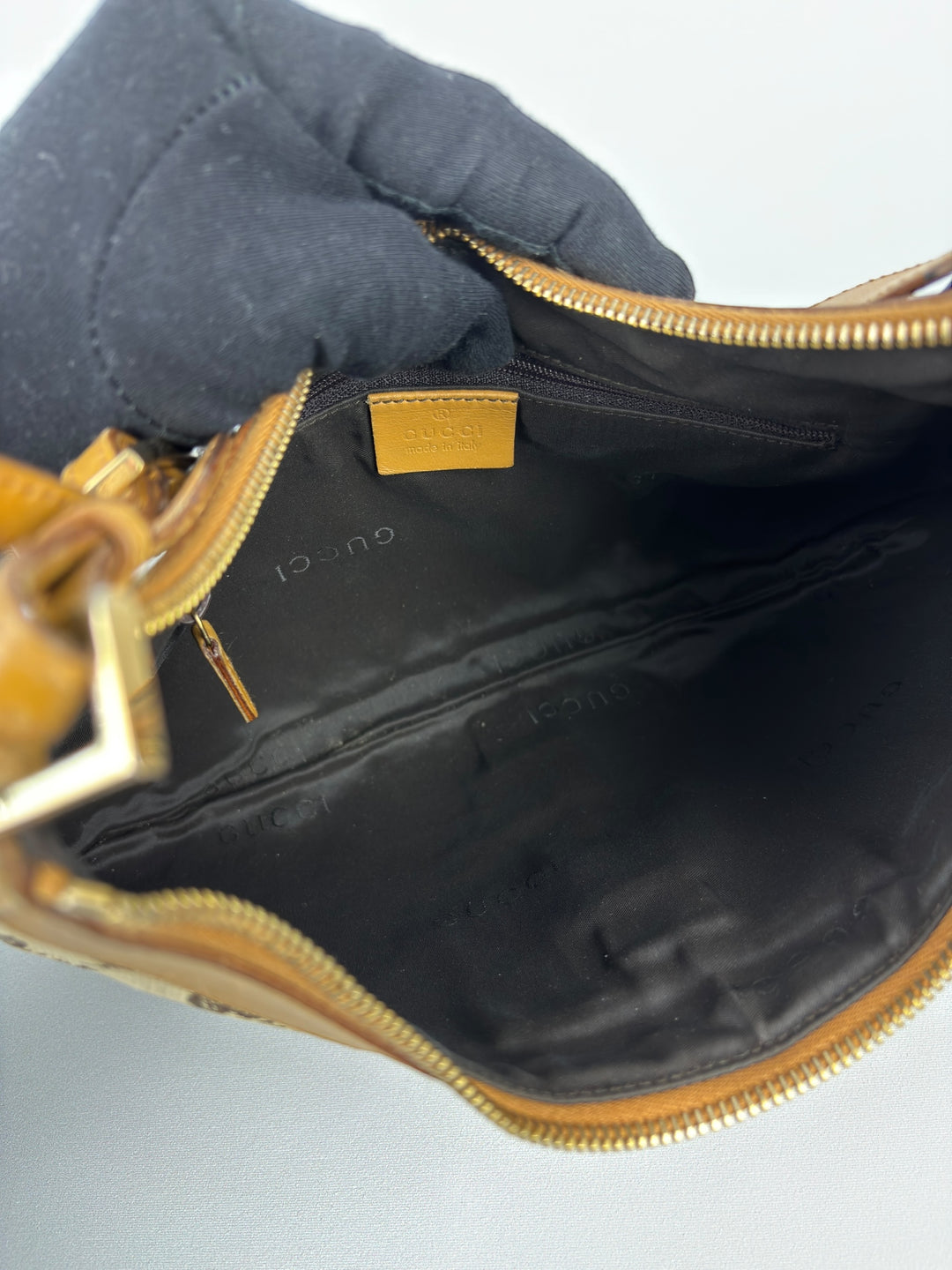 Gucci GG Canvas Leather Hobo Jackie Shoulder-Bag