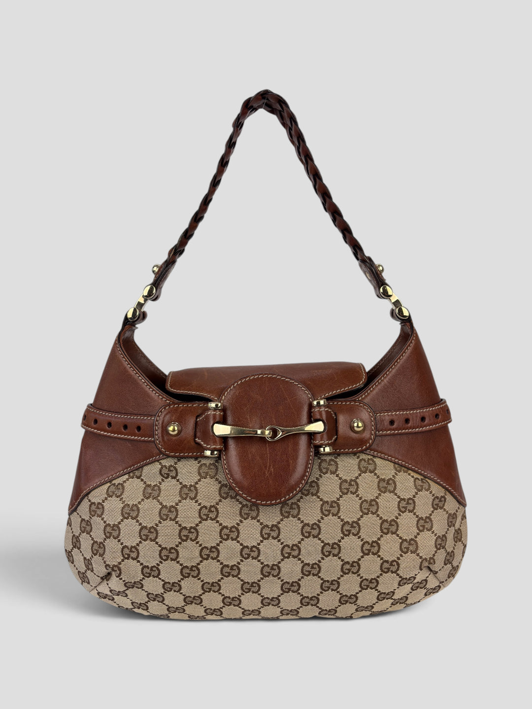 Gucci Medium GG Canvas Horsebit Hobo / Shoulder-Bag