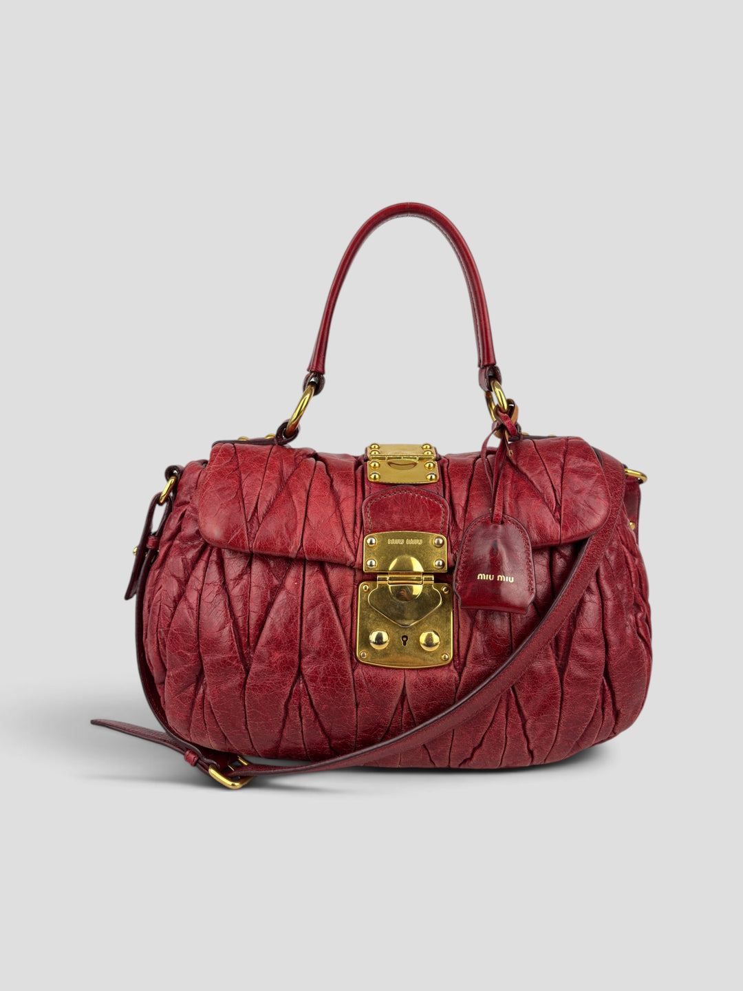 Miu Miu Vitello Matelassé Coffer Satchel / Crossbody-Bag