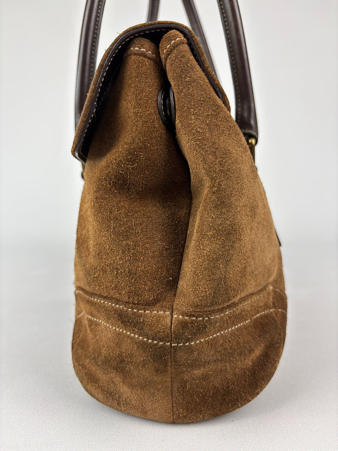 Coach Soho Suede Flap Satchel Shoulder Bag in Cognacbraun, Ansicht 3