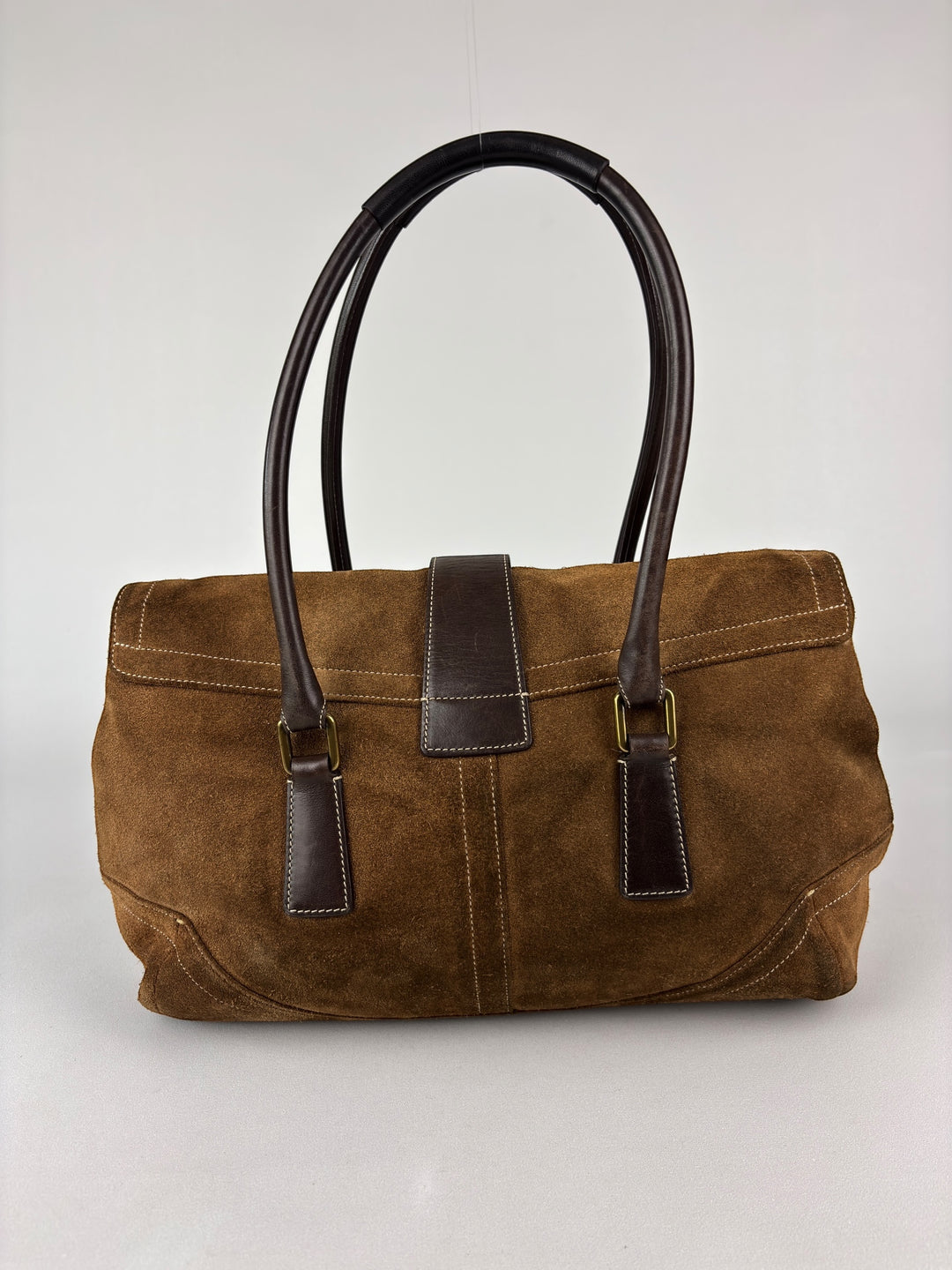 Coach Soho Suede Flap Satchel Shoulder Bag in Cognacbraun, Ansicht 4