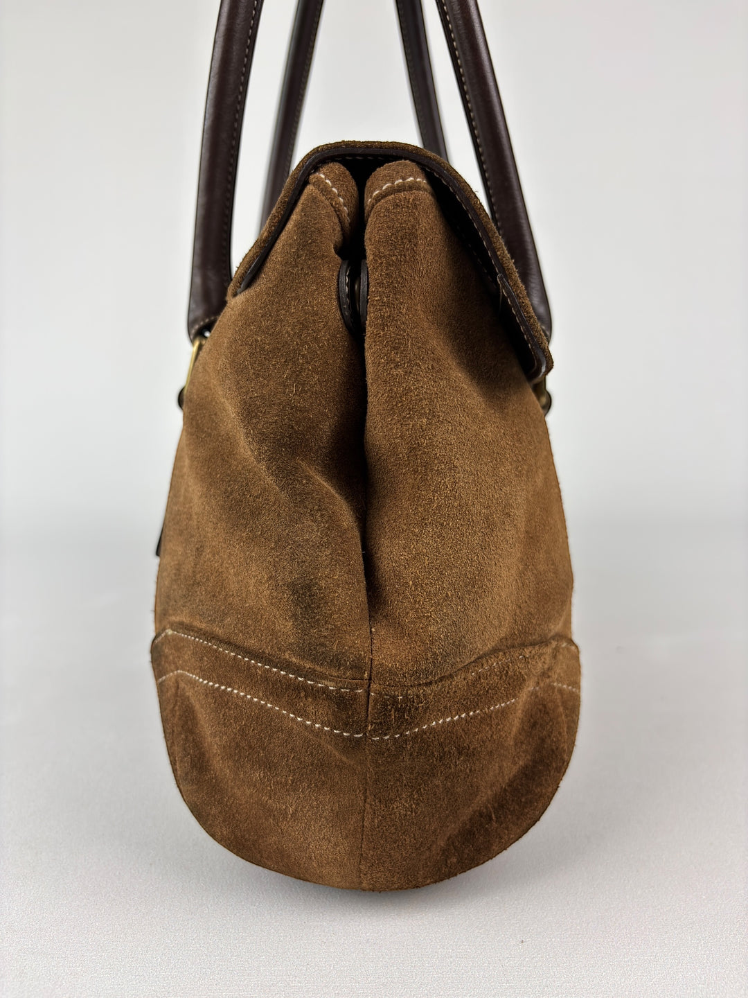Coach Soho Suede Flap Satchel Shoulder Bag in Cognacbraun, Ansicht 5