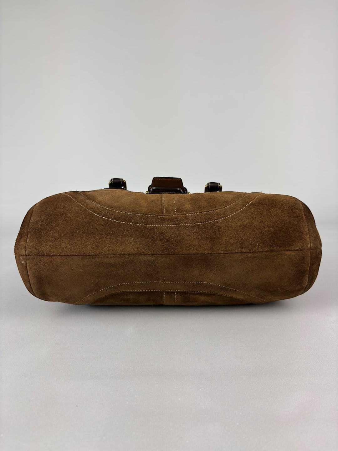Coach Soho Suede Flap Satchel Shoulder Bag in Cognacbraun, Ansicht 7
