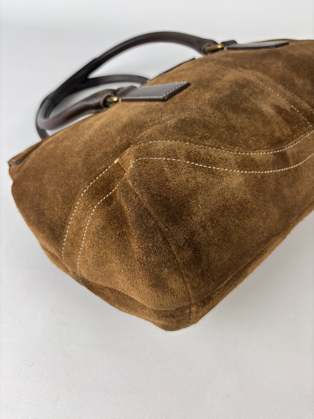 Coach Soho Suede Flap Satchel Shoulder Bag in Cognacbraun, Ansicht 13