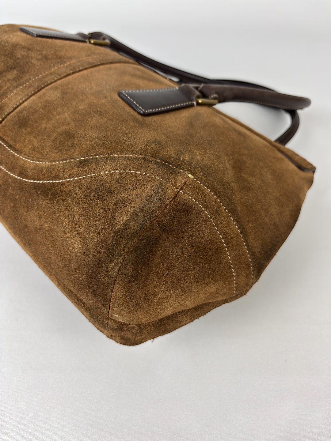 Coach Soho Suede Flap Satchel Shoulder Bag in Cognacbraun, Ansicht 14