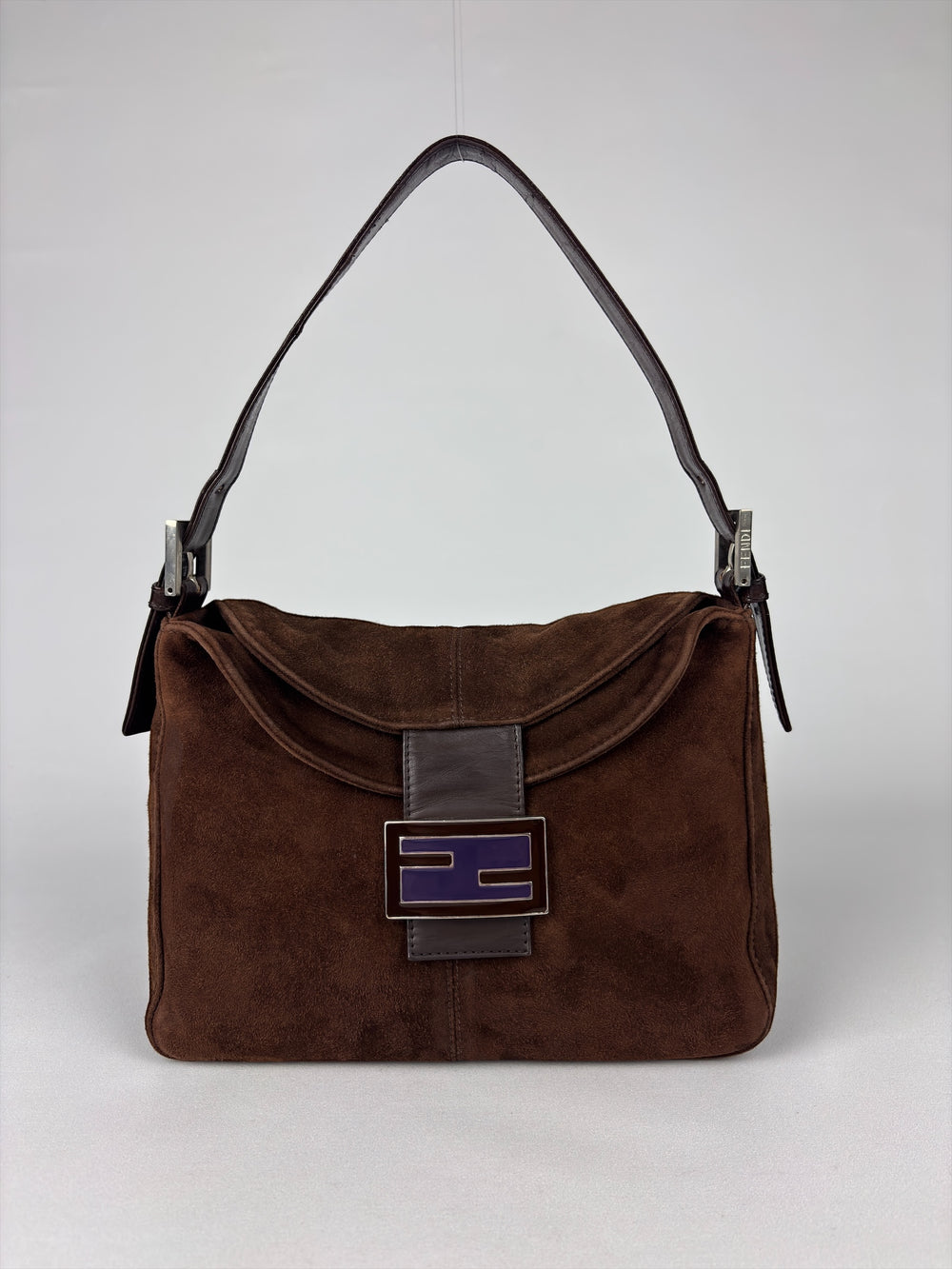 Fendi Mamma Baguette Suede Shoulder Bag