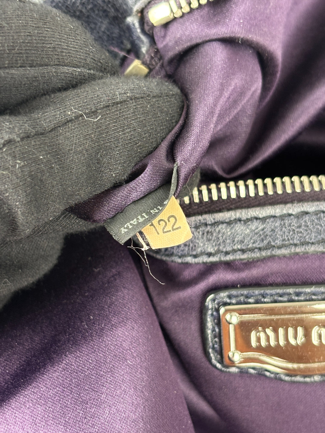 Miu Miu Vitello Shine Leather Tote Shoulder Bag