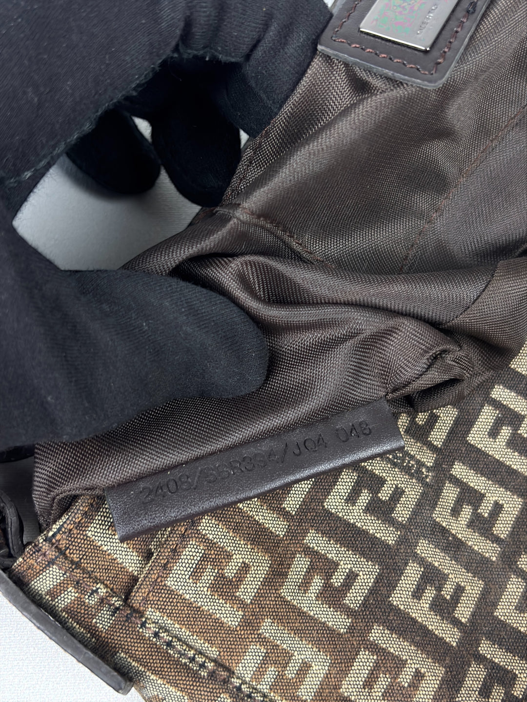 Fendi Zucchino Canvas Baguette Shoulder Bag