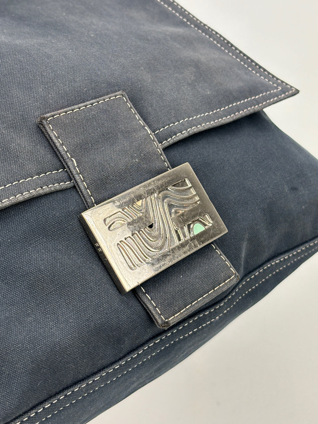Fendi Mamma Baguette  Denim Shoulder-Bag