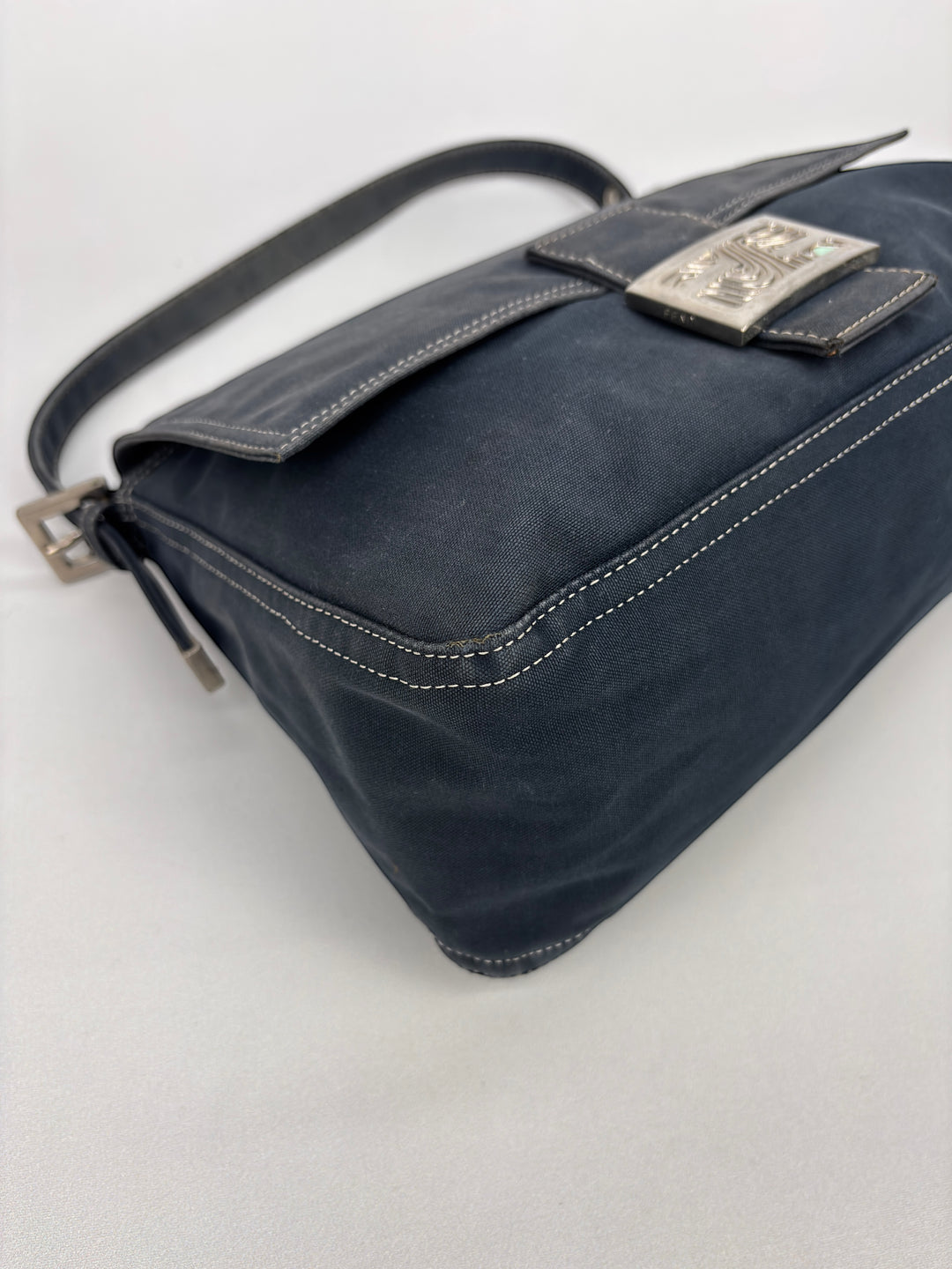 Fendi Mamma Baguette  Denim Shoulder-Bag