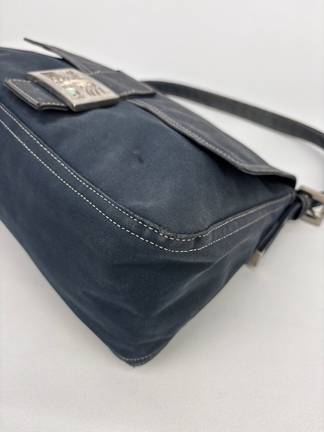 Fendi Mamma Baguette  Denim Shoulder-Bag