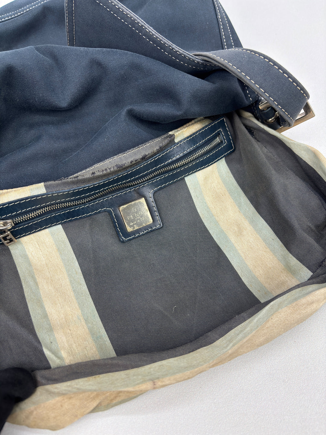 Fendi Mamma Baguette  Denim Shoulder-Bag