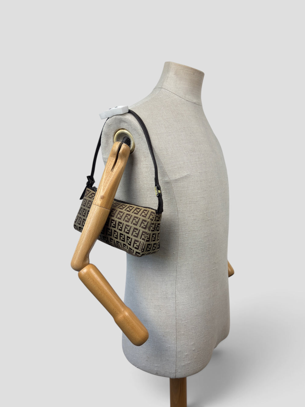 Fendi Zucchino Canvas Pochette Shoulder Bag