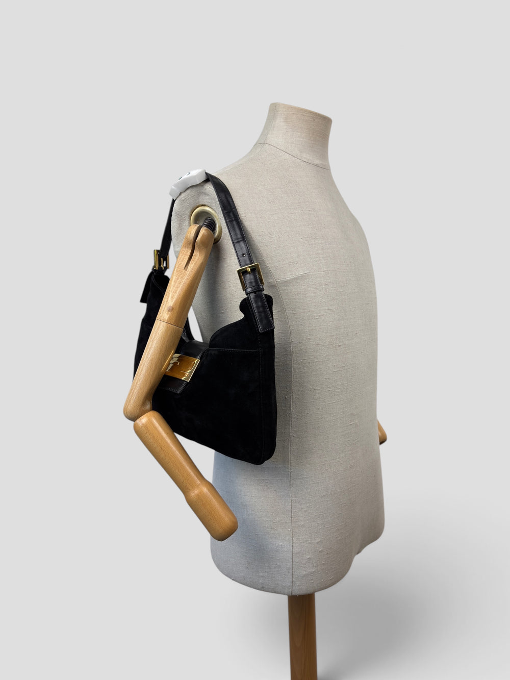 Fendi Mamma Baguette Suede Shoulder Bag
