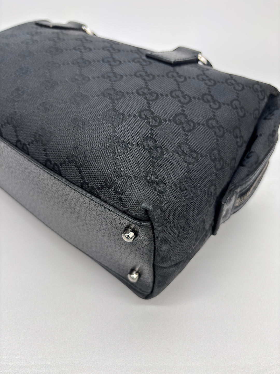 Gucci GG Black Canvas Mini Boston-Handbag
