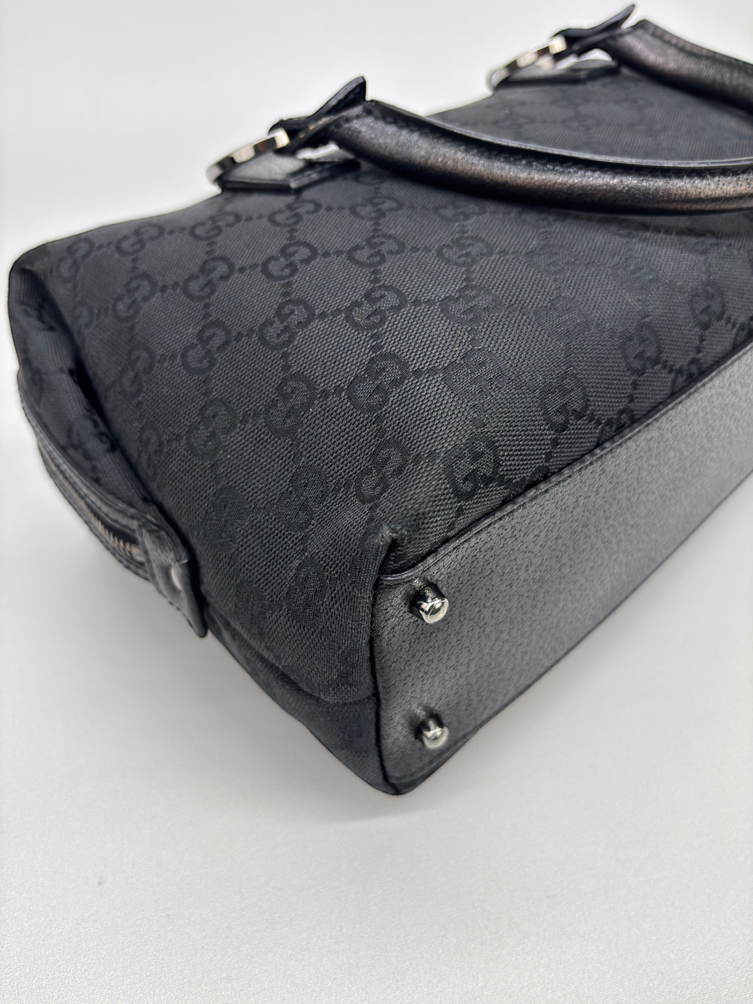Gucci GG Black Canvas Mini Boston-Handbag
