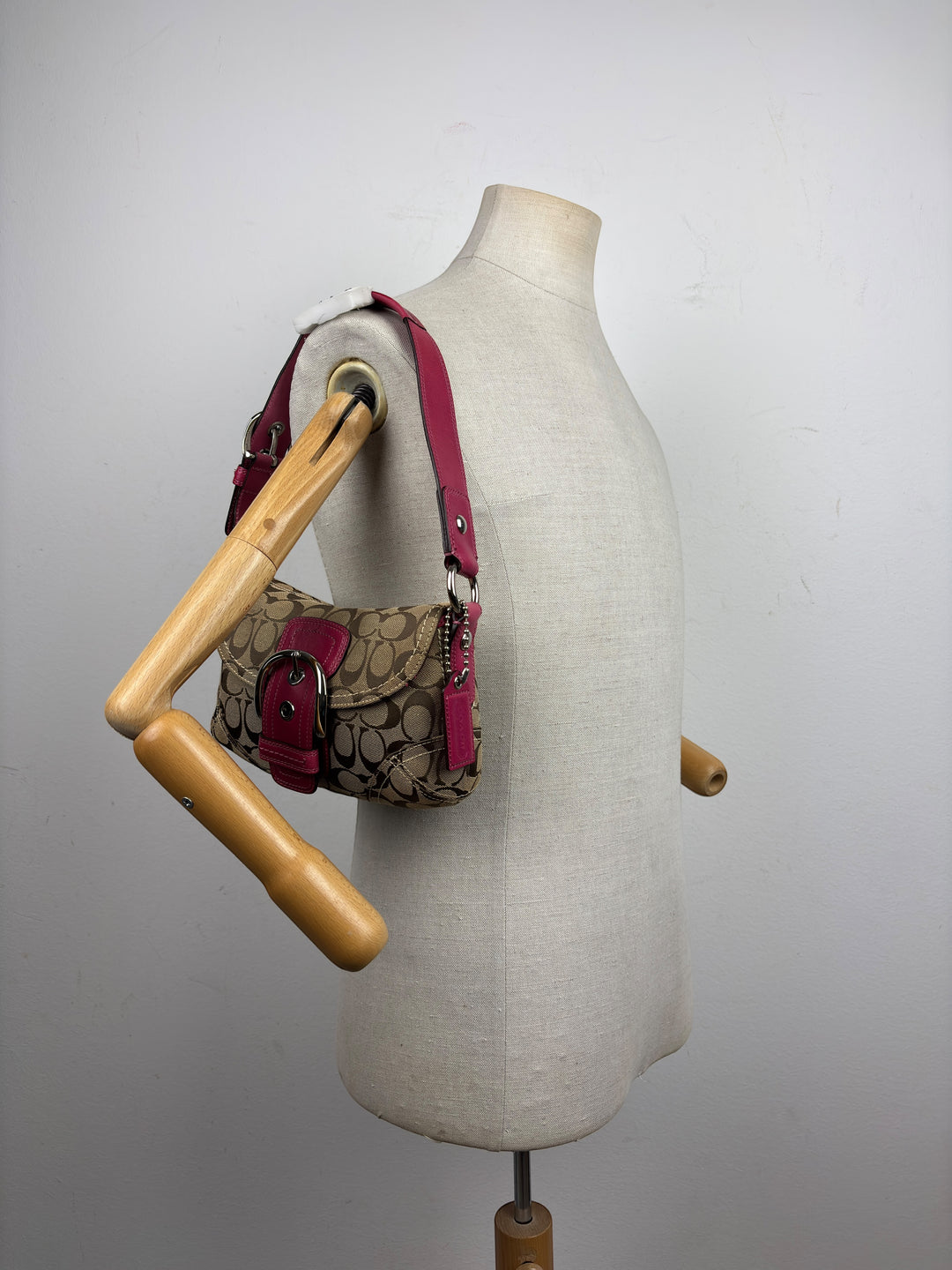 Coach Signature Stripe Buckle Flap Shoulder-Bag