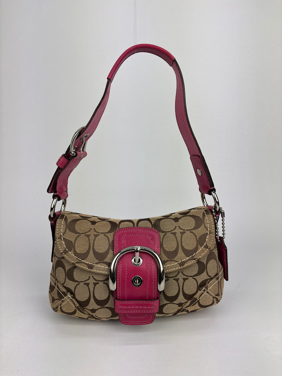 Coach Signature Stripe Buckle Flap Shoulder-Bag