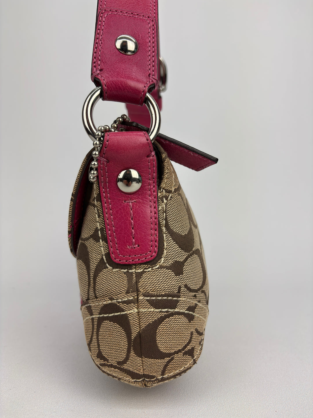 Coach Signature Stripe Buckle Flap Shoulder-Bag