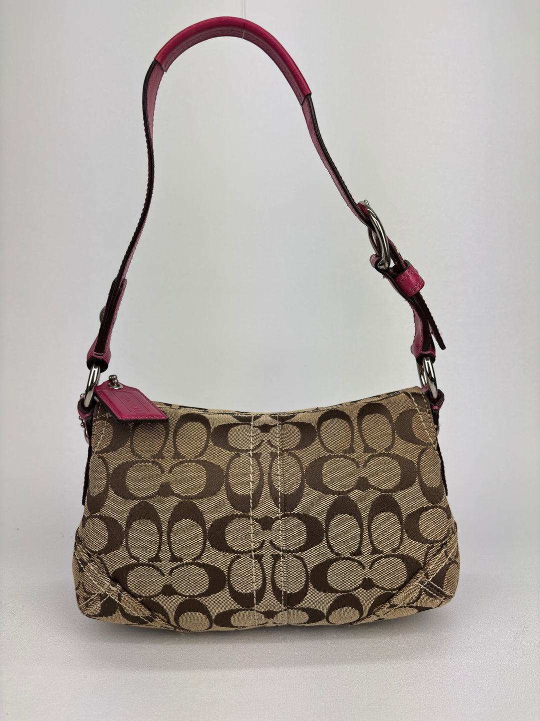 Coach Signature Stripe Buckle Flap Shoulder-Bag