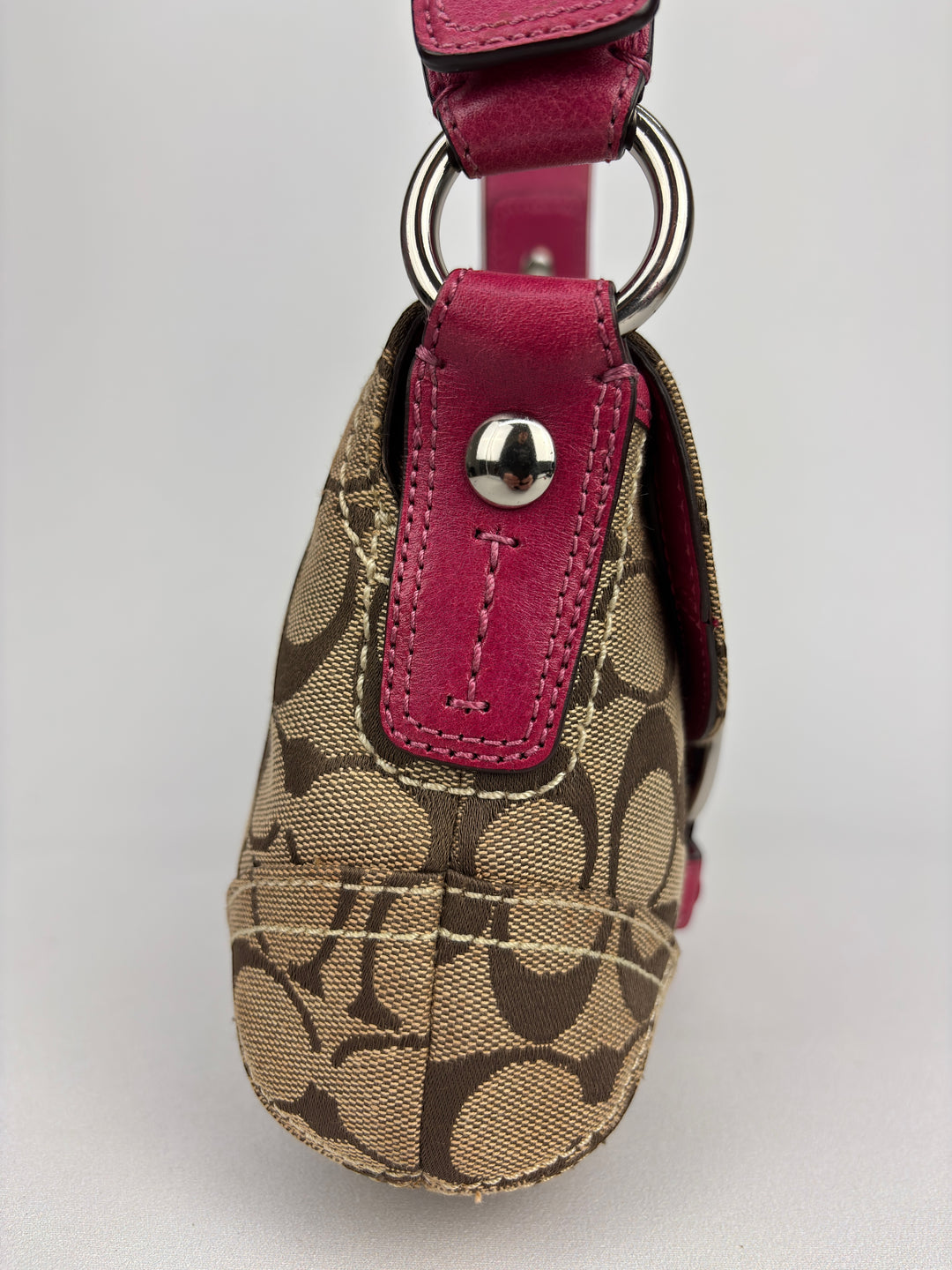 Coach Signature Stripe Buckle Flap Shoulder-Bag