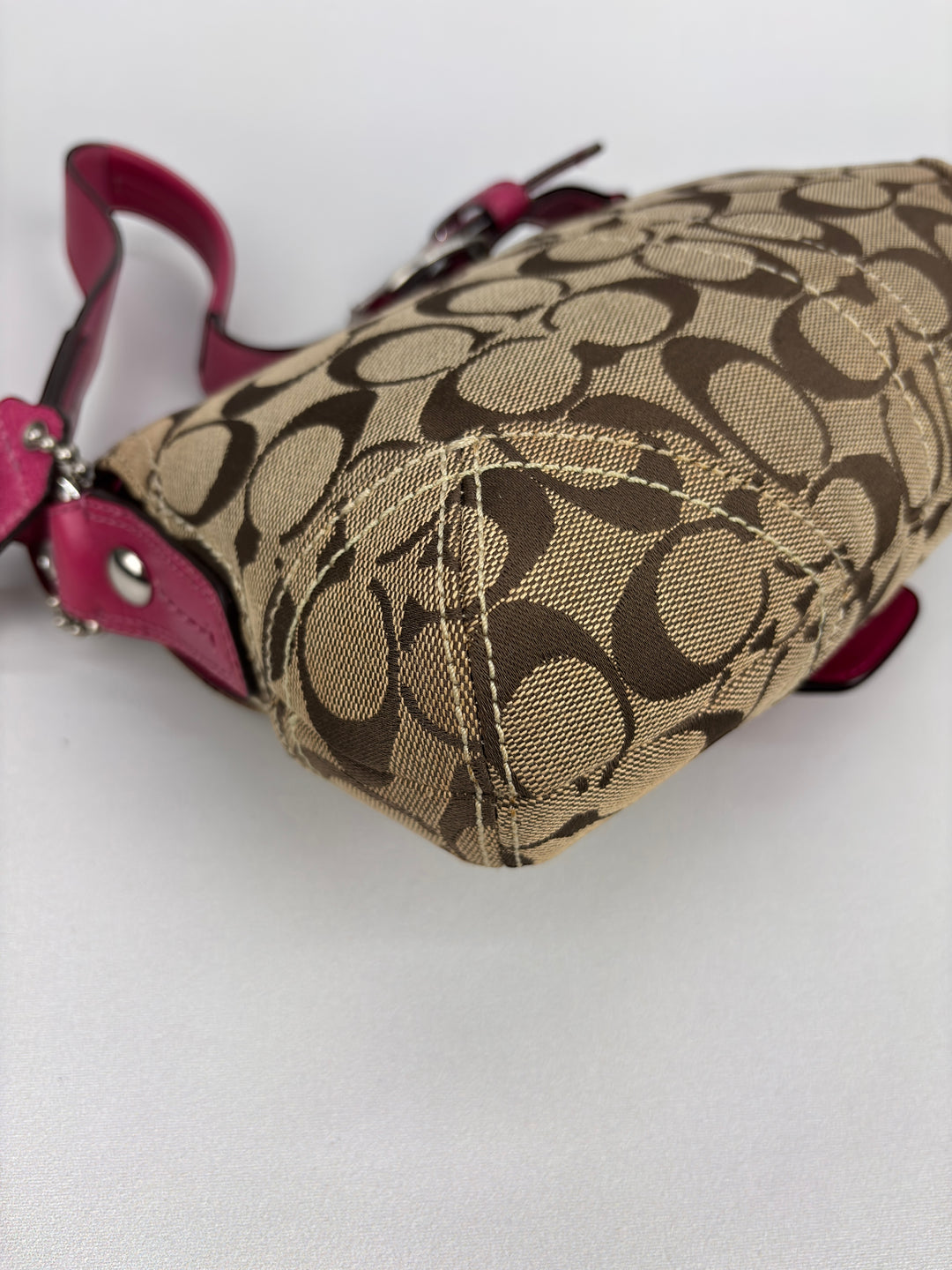 Coach Signature Stripe Buckle Flap Shoulder-Bag