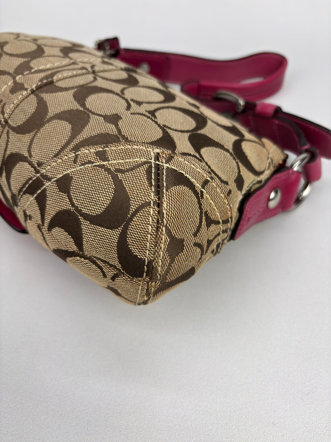 Coach Signature Stripe Buckle Flap Shoulder-Bag
