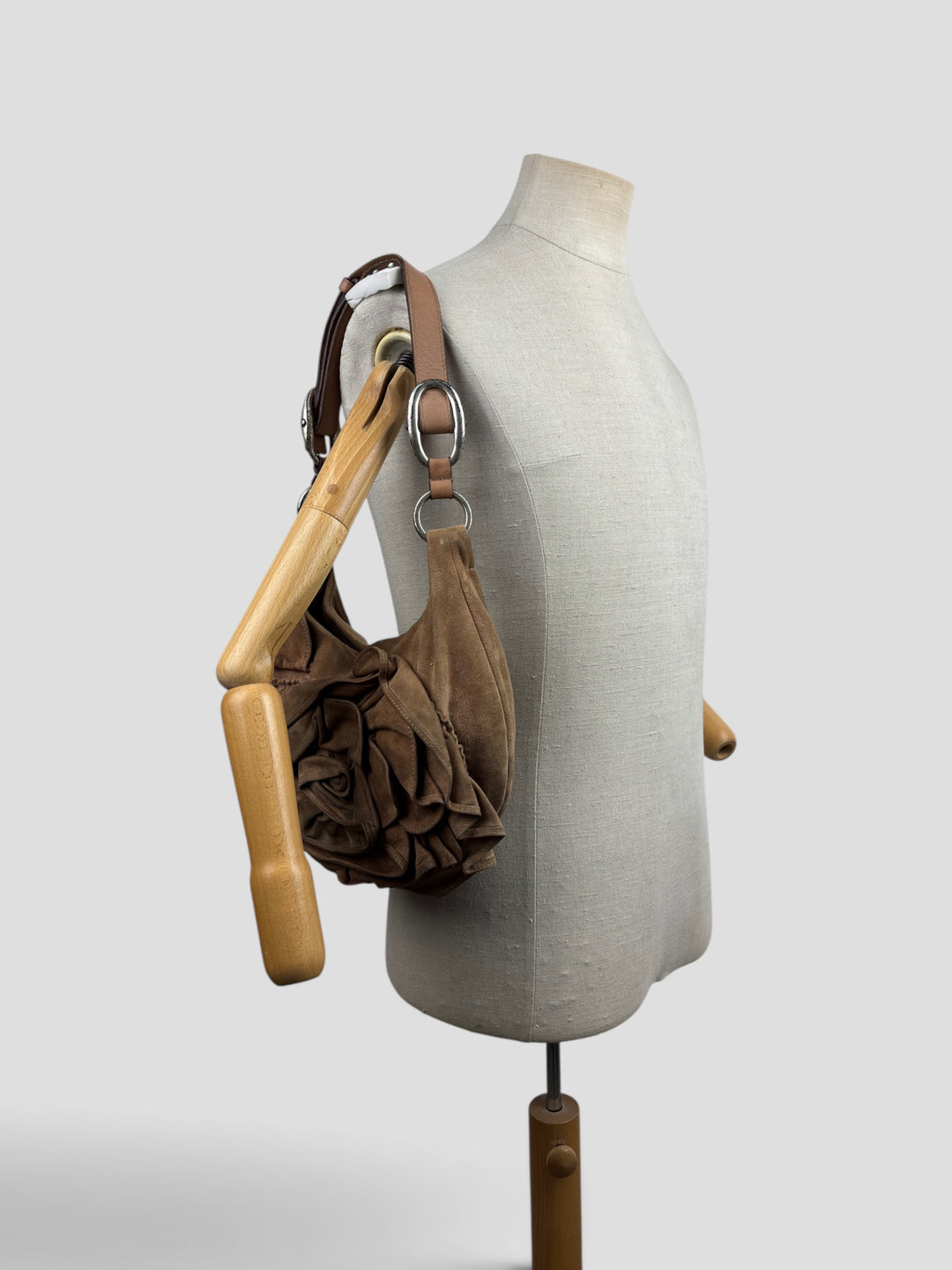 Yves Saint Laurent Ruffle Suede Shoulder-Bag