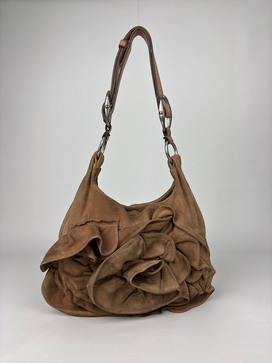 Yves Saint Laurent Ruffle Suede Shoulder-Bag