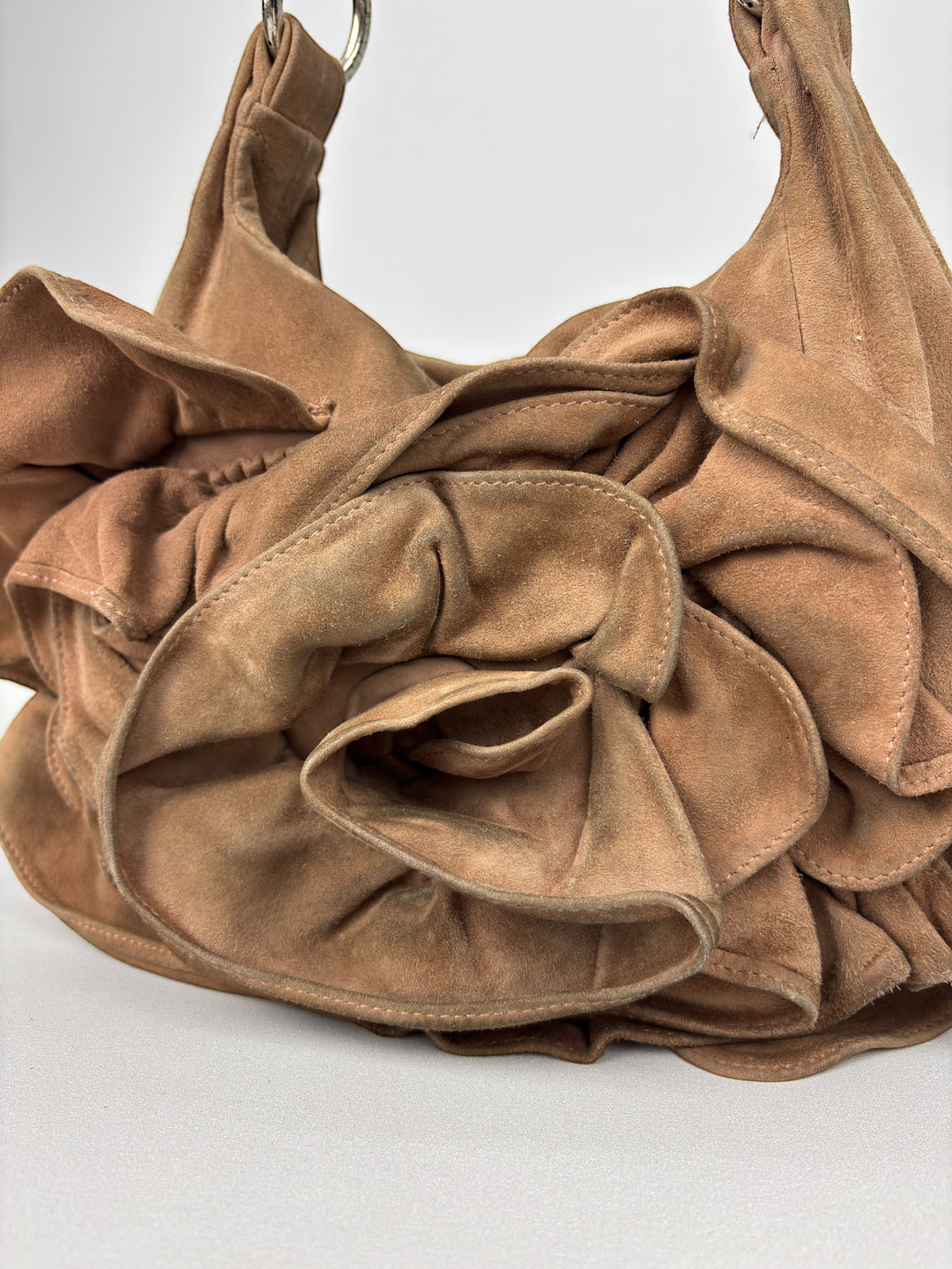 Yves Saint Laurent Ruffle Suede Shoulder-Bag